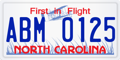 NC license plate ABM0125
