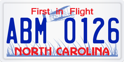 NC license plate ABM0126