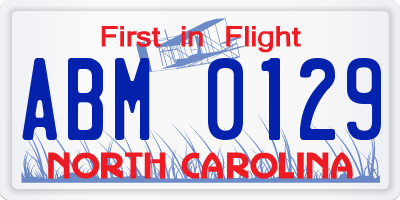 NC license plate ABM0129