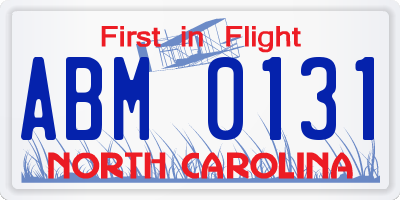 NC license plate ABM0131