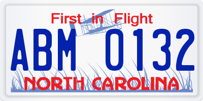 NC license plate ABM0132
