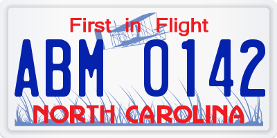NC license plate ABM0142