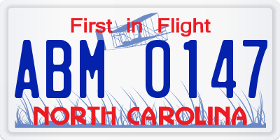 NC license plate ABM0147