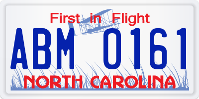 NC license plate ABM0161
