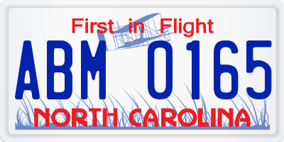 NC license plate ABM0165