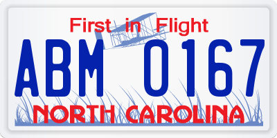 NC license plate ABM0167
