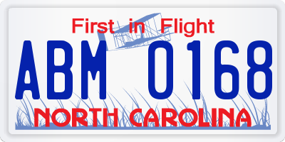 NC license plate ABM0168