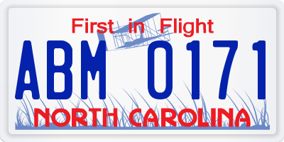 NC license plate ABM0171