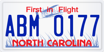 NC license plate ABM0177
