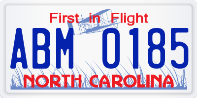 NC license plate ABM0185
