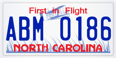 NC license plate ABM0186