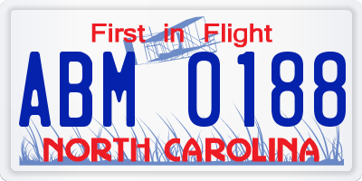 NC license plate ABM0188
