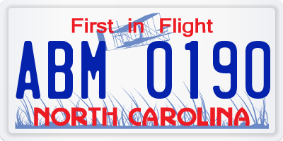 NC license plate ABM0190