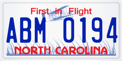 NC license plate ABM0194
