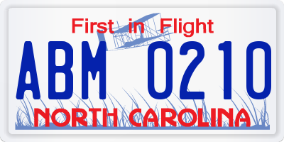 NC license plate ABM0210
