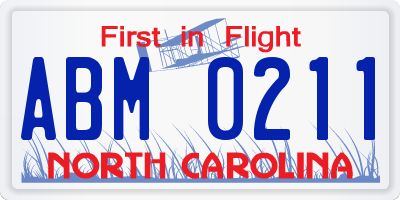 NC license plate ABM0211