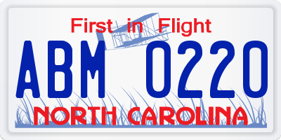 NC license plate ABM0220