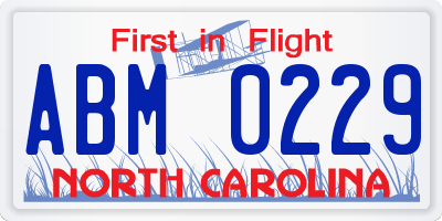 NC license plate ABM0229