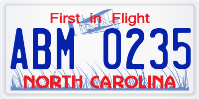 NC license plate ABM0235