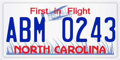 NC license plate ABM0243