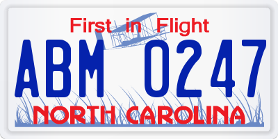 NC license plate ABM0247
