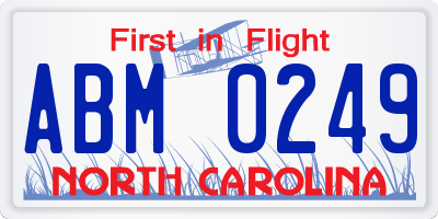 NC license plate ABM0249