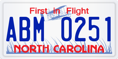 NC license plate ABM0251