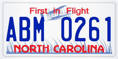 NC license plate ABM0261