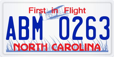 NC license plate ABM0263