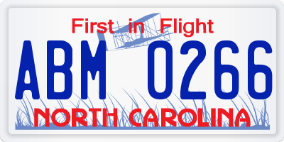 NC license plate ABM0266
