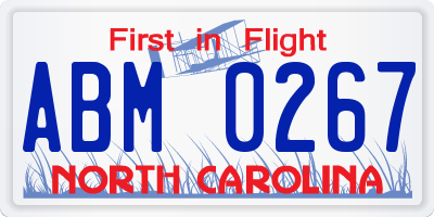NC license plate ABM0267