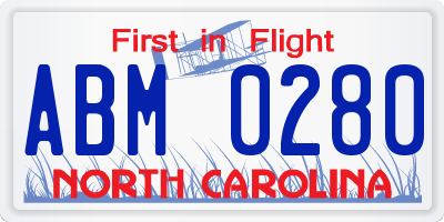 NC license plate ABM0280