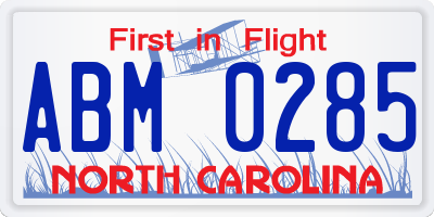 NC license plate ABM0285