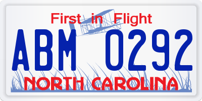 NC license plate ABM0292