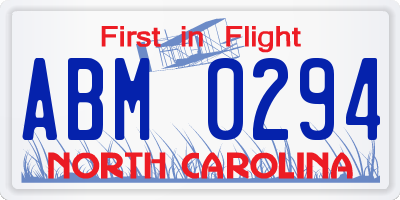 NC license plate ABM0294