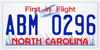 NC license plate ABM0296