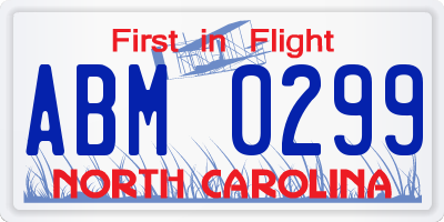 NC license plate ABM0299