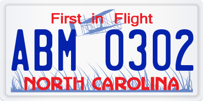 NC license plate ABM0302