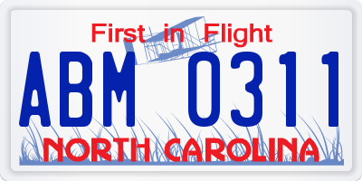 NC license plate ABM0311