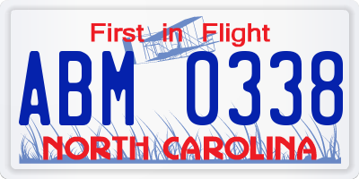 NC license plate ABM0338