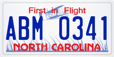 NC license plate ABM0341