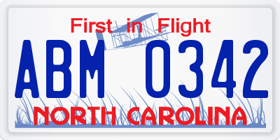 NC license plate ABM0342