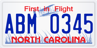 NC license plate ABM0345