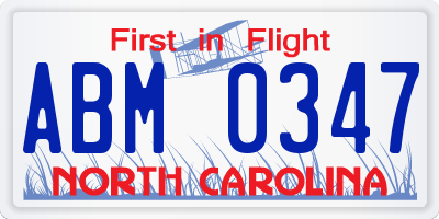 NC license plate ABM0347