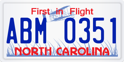 NC license plate ABM0351