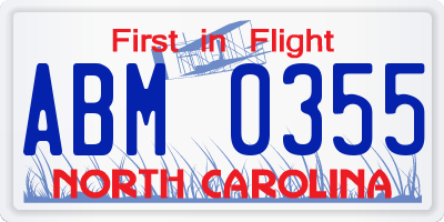 NC license plate ABM0355