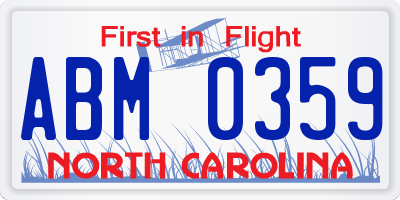 NC license plate ABM0359