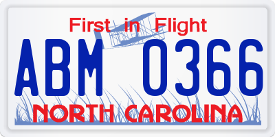 NC license plate ABM0366