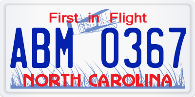 NC license plate ABM0367