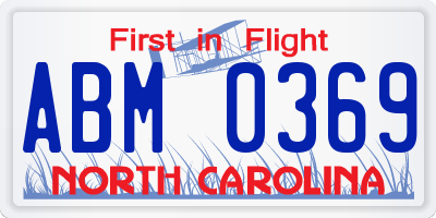 NC license plate ABM0369